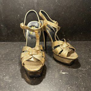 SAINT LAURENT YSL Gold T Platform Heel